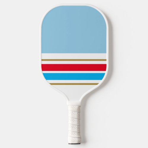 Fun Pastel Blue Color Block Bright Sky Red Stripes Pickleball Paddle