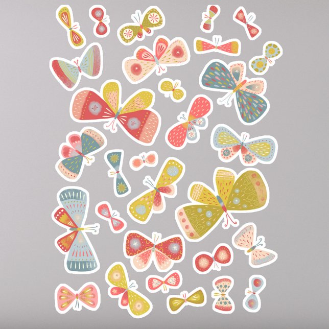 Fun Pastel Butterflies Sticker (Fun butterfly sticker sheet)