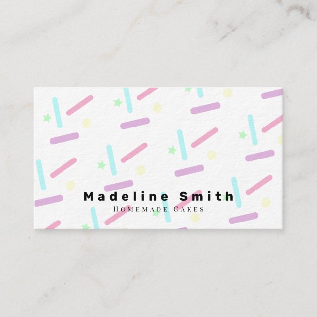 Fun Pastel Cake Decorator Homemade Sprinkles Business Card (Front)