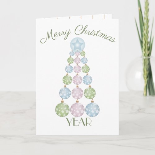 Fun Pastel Christmas Tree Ornaments Personalized Card