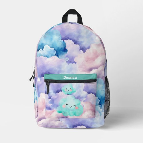 Fun Pastel Clouds Printed Backpack