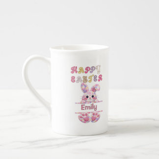 Fun Pastel Color Easter Bunny Personalize Name Bone China Mug