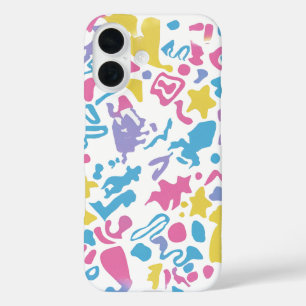 Fun pastel colorful vibrant shapes  iPhone 16 case