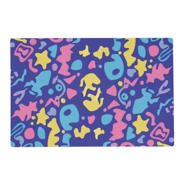 Fun pastel colorful vibrant shapes  placemat (Back)