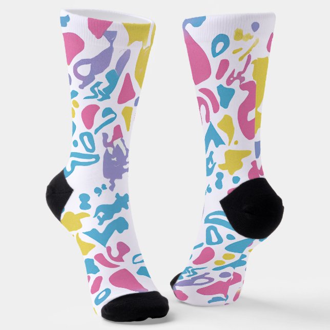 Fun pastel colorful vibrant shapes  socks (Angled)