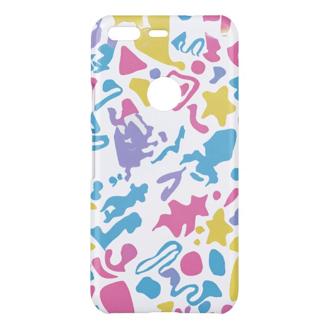 Fun pastel colorful vibrant shapes  uncommon google pixel case (Back)