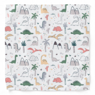 Fun Pastel Dinosaur Scene Pattern Bandana