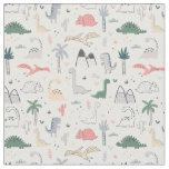 Fun Pastel Dinosaur Scene Pattern Fabric