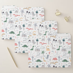 Fun Pastel Dinosaur Scene Pattern File Folder