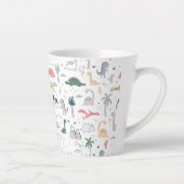 Fun Pastel Dinosaur Scene Pattern Latte Mug (Right)