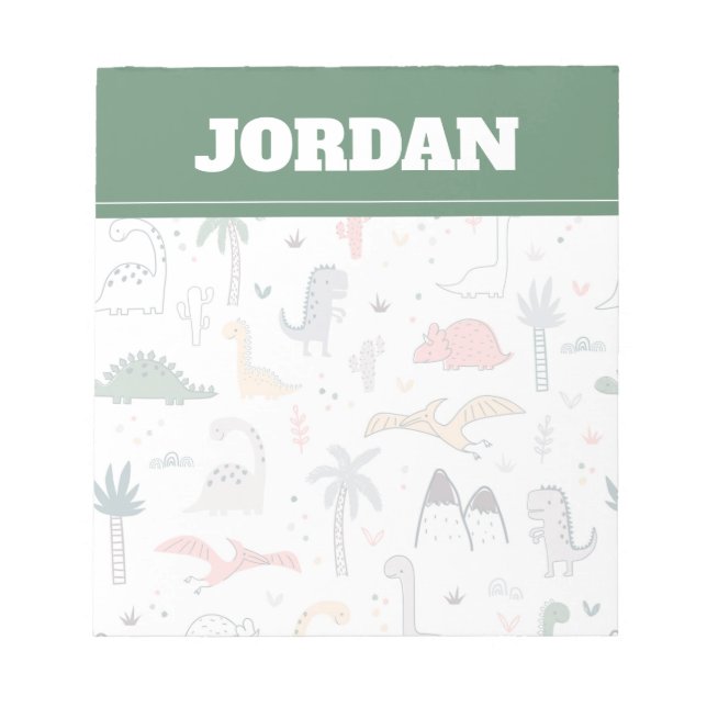 Fun Pastel Dinosaur Scene Pattern Notepad (Front)
