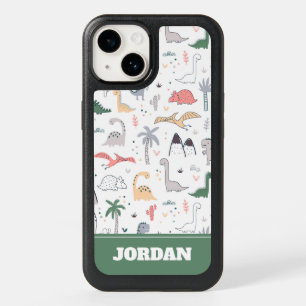 Fun Pastel Dinosaur Scene Pattern OtterBox iPhone 14 Case
