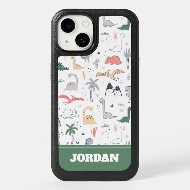 Fun Pastel Dinosaur Scene Pattern Otterbox iPhone Case (Back)