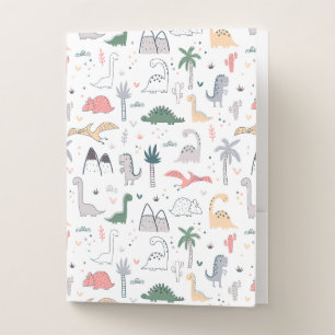 Fun Pastel Dinosaur Scene Pattern Pocket Folder