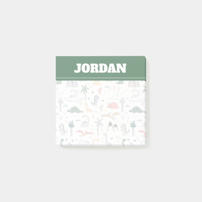 Fun Pastel Dinosaur Scene Pattern Post-it Notes (Front)