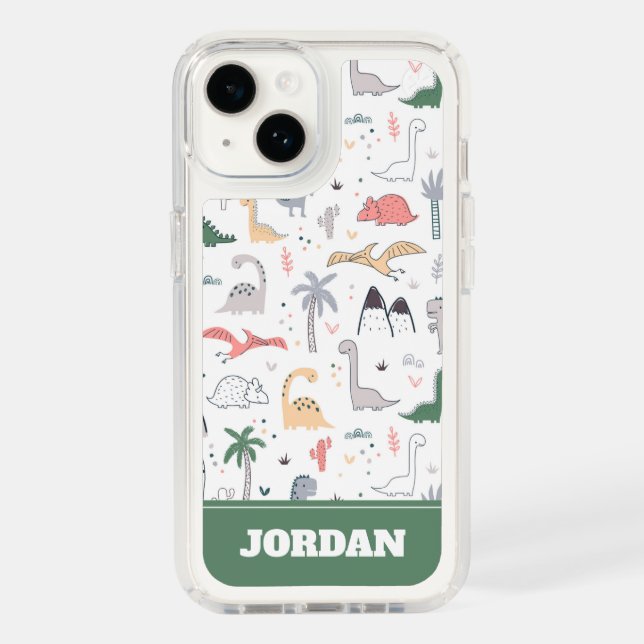 Fun Pastel Dinosaur Scene Pattern Speck iPhone Case (Front)