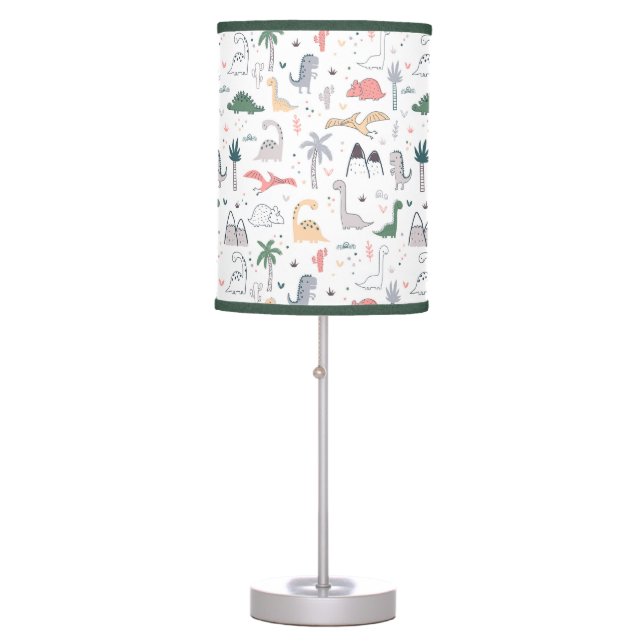 Fun Pastel Dinosaur Scene Pattern Table Lamp (Front)