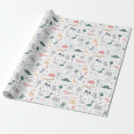 Fun Pastel Dinosaur Scene Pattern Wrapping Paper