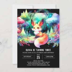 Fun Pastel Fox Birthday Invitation