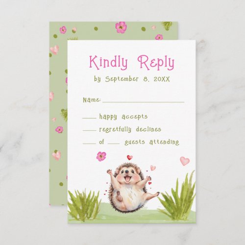 Fun Pastel Hedgehog Garden Party Baby Shower RSVP