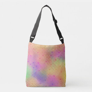 Fun Pastel Pink and Orange Mermaid Scales Pattern Crossbody Bag