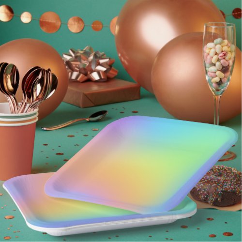 Fun Pastel Rainbow Gradient Paper Plates