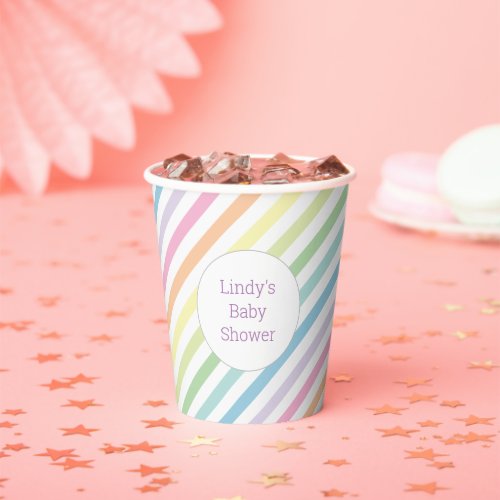 Fun Pastel Stripes Baby  Shower  Gender Reveal Paper Cups