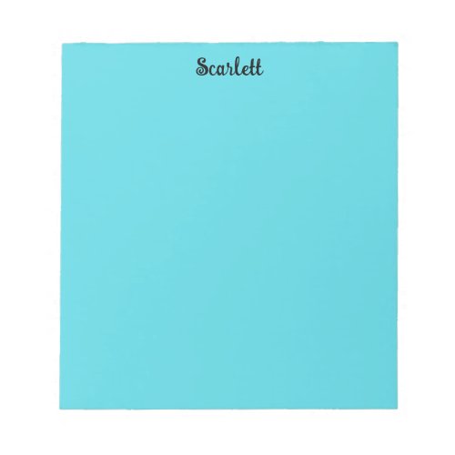 Fun Pastel Teal Color Personalized Name Stationery Notepad