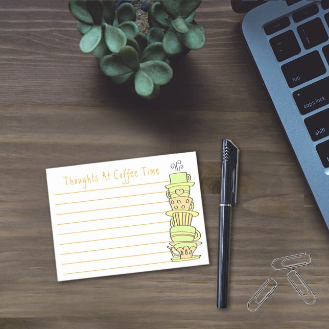 Fun Pastel Thoughts At Coffee Time Stacked Cups Post-it Notes (Creator Uploaded)