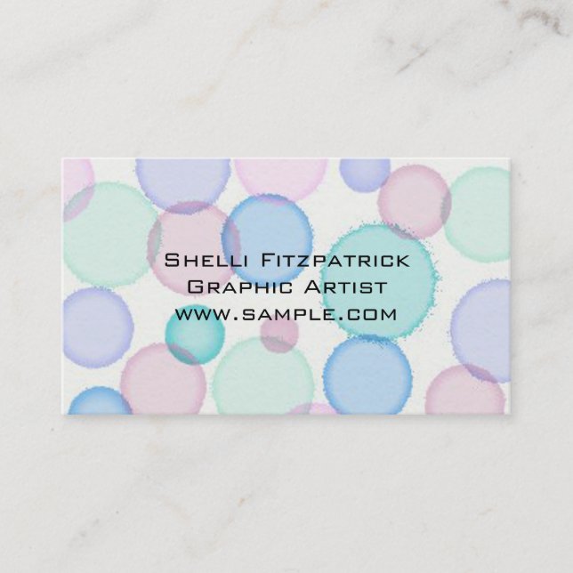 Fun Pastel Watercolor Paint Bubbles Pattern Business Card (Front)