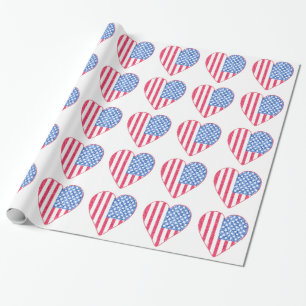 Fun Patriotic Hearts Wrapping Paper