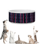 Fun Pattern 1 Ceramic Pet Bowl<br><div class="desc">A fun pink and teal pattern on a black background digitally created. A perfect pattern design for pets,  kids and adults on many trendy products!</div>