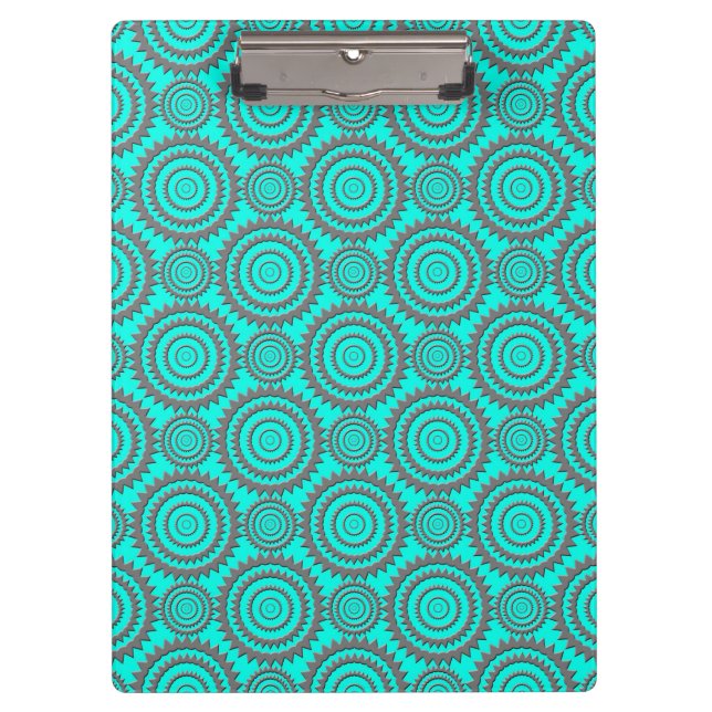 Fun Pattern Aqua Grey Circles Geometric Art Clipboard (Front)