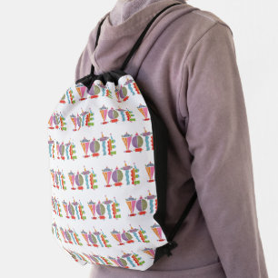Fun Patterned GOTV / Vote Drawstring Backpack  ck
