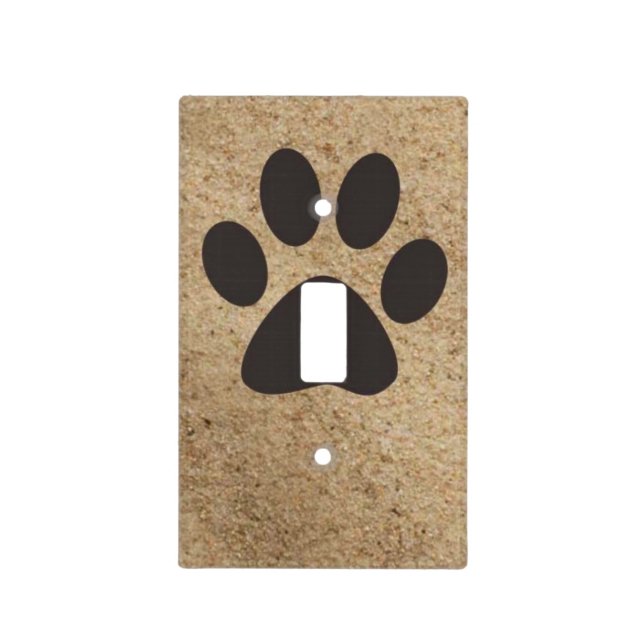 Fun Paw Print Art on Sand Light Switch Cover (Front)