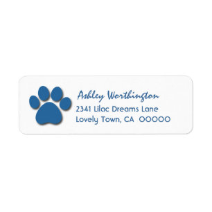 Fun Paw Print for Dog Lover V02 BLUE Label