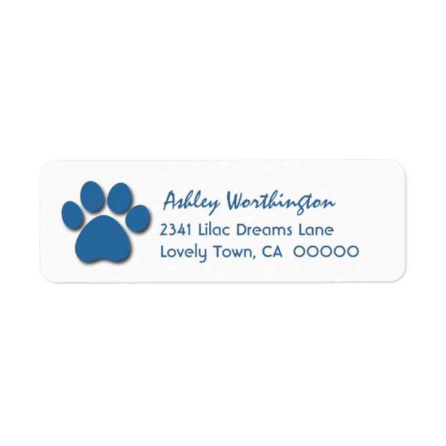 Fun Paw Print for Dog Lover V02 BLUE Label (Front)