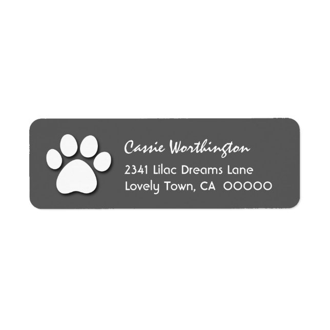 Fun Paw Print for Dog Lover V21 GRAY and WHITE Label (Front)
