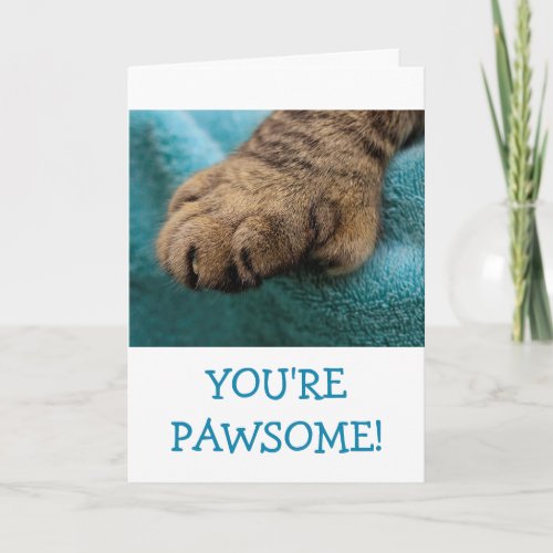 Fun Pawsome Cat Paw Birthday Card