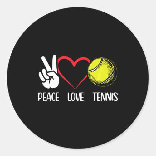 Fun Peace Love Tennis Graphic Women and Men Tennis Classic Round Sticker