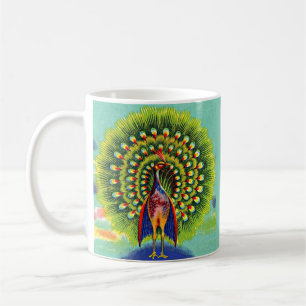fun peacock print coffee mug