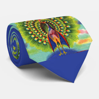 fun peacock print neck tie