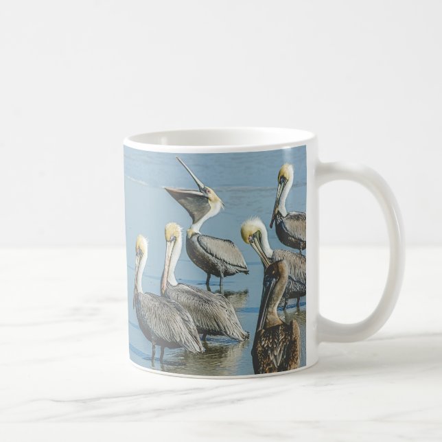 Fun Pelicans on the Beach Coffee Mug (Right)