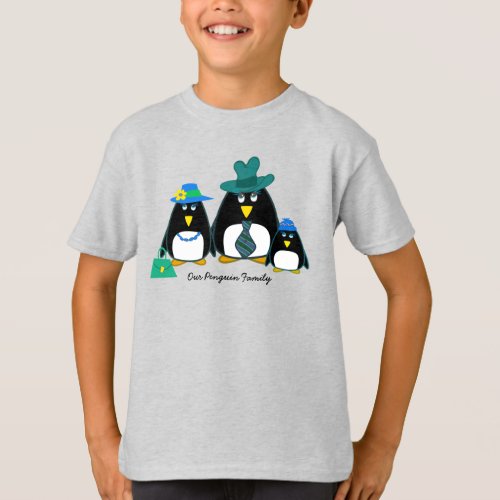 Fun Penguin Family Christmas Kids T_Shirts