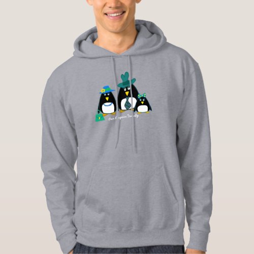 Fun Penguin Family of 3 Christmas Hoodie