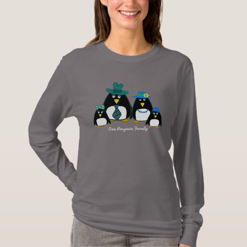 Fun Penguin Family of 4 Christmas  T_Shirt