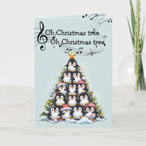 Fun Penguin Oh Christmas Tree Musical Card