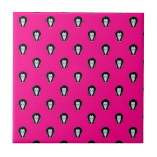 Fun Penguins over Hot Pink Pattern Ceramic Tile