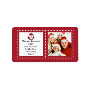 Fun Penquin Holiday PHOTO Return Address Label