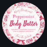 Fun Peppermint Candy Christmas Body Butter Label<br><div class="desc">Nothing says 'Christmas' quite like the smell of peppermint! Whip up a batch of peppermint scented body butter as gifts for friends and family over the silly season and add this festive looking sticker with dancing peppermint candy in the background.</div>